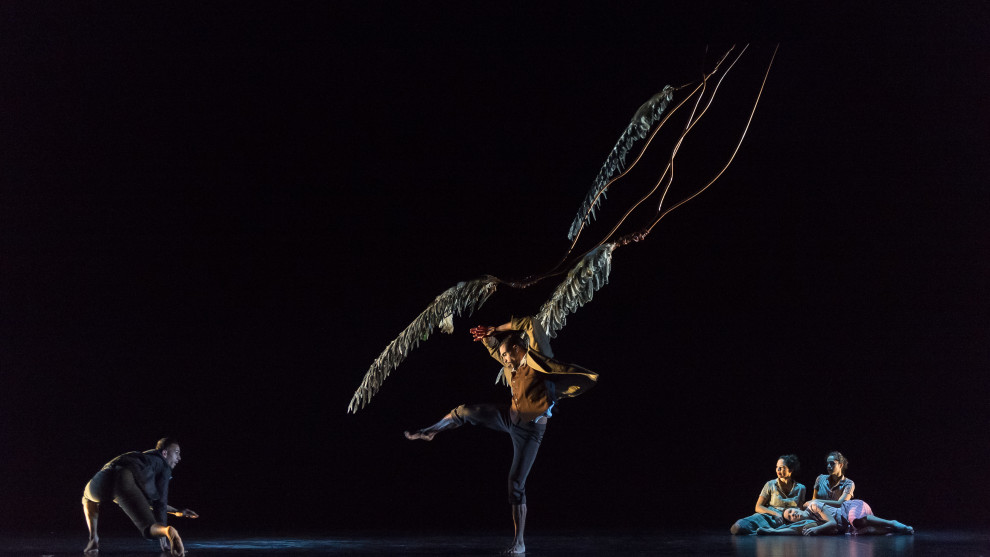 Leonard Mickelo with Bangarra Dance Ensemble in Miyagan. Photo: Wendell Teodoro.